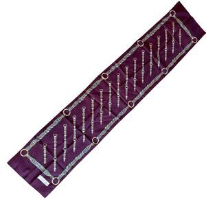 P Saint Hilaire Paris scarf burgundy gold belt & buckle design long rectangle